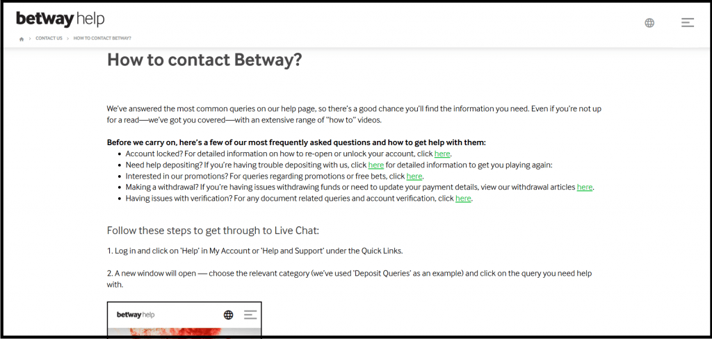 Betway Help Section Step Four