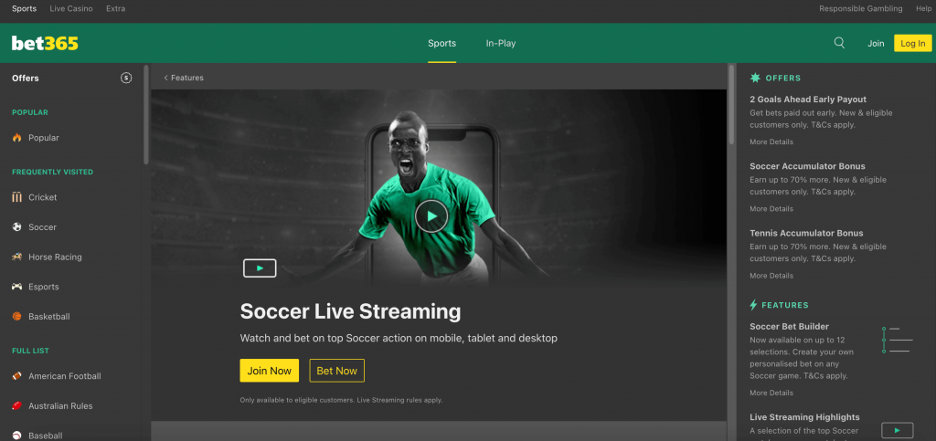 Live Streaming at Bet365 Step Two