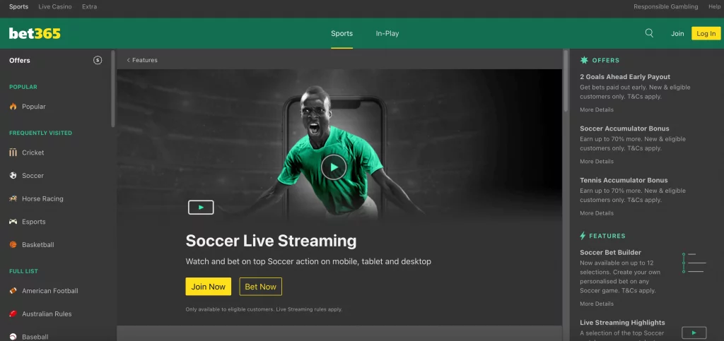 Live Streaming at Bet365 Step Two