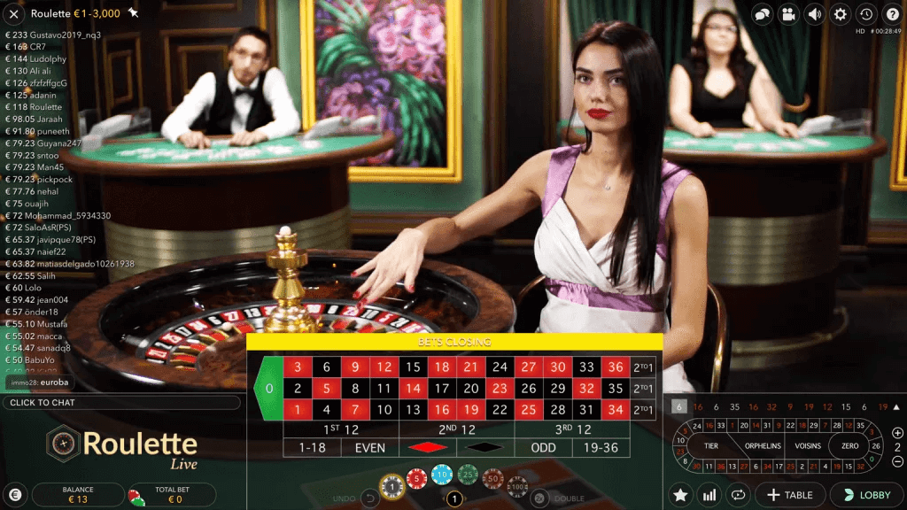 Live Dealer Roulette Table With Available Bets