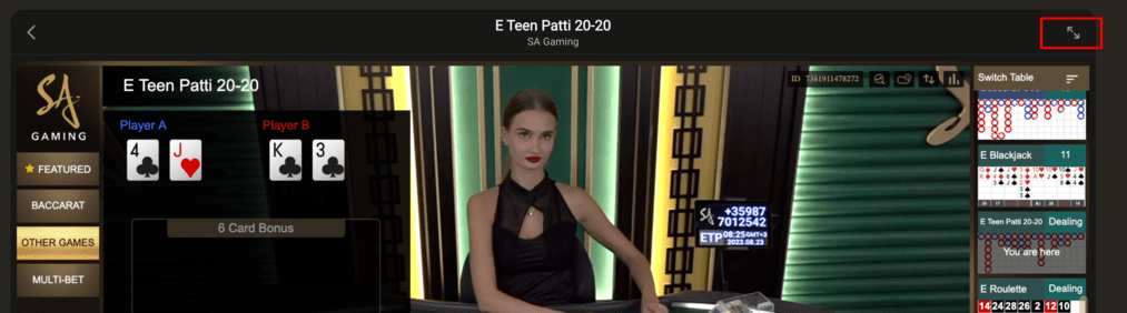 Play Teen Patti in Fullscreen on Parimatch
