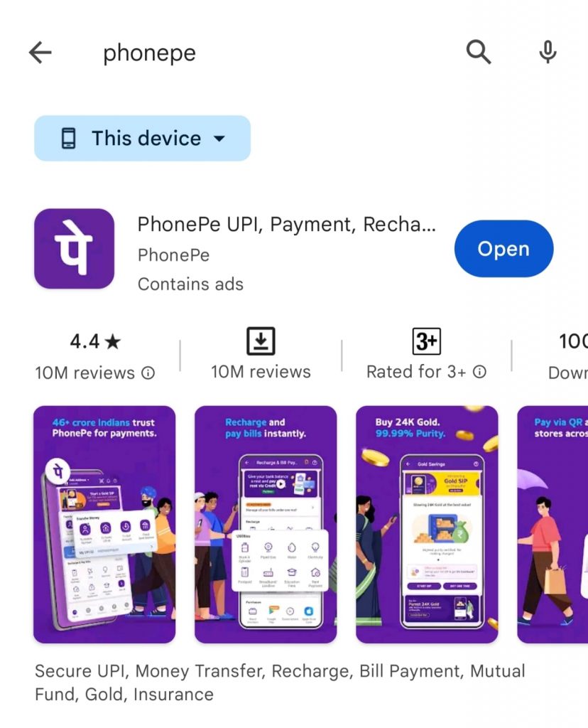 Step 1: Download PhonePe from the PlayStore