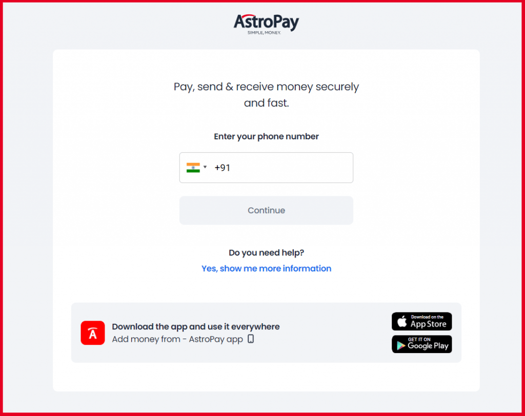 AstroPay Registration Step Two