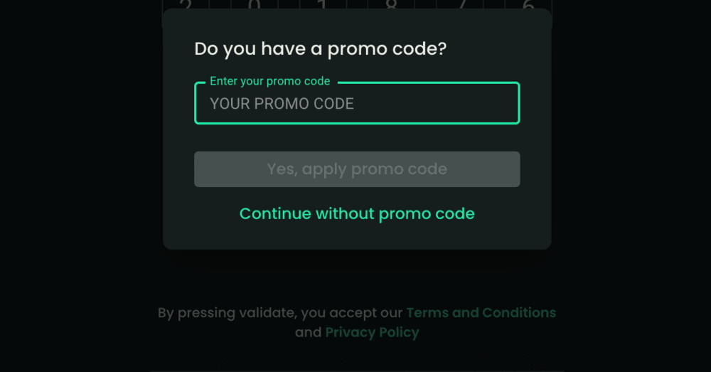 AstroPay registration step 4: Enter promo code