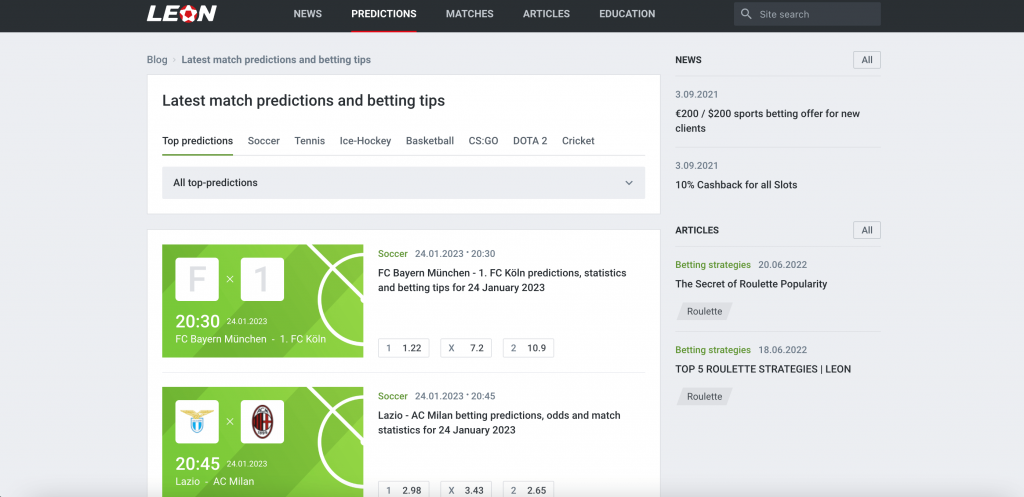 Leon Bet Tips and Forecasts