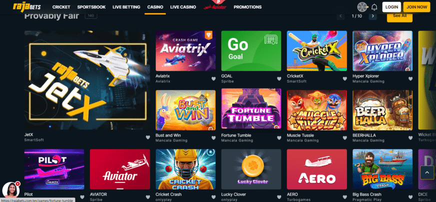 Provably Fair Games on Rajabets Casino